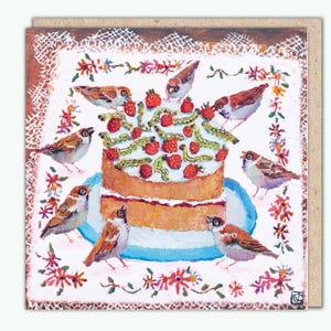 Biglietto d'auguri PaperBird, 'Torta bruco' di Vanessa Cooper. NUOVO design per feste