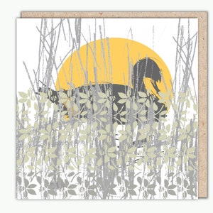 Cartão de felicitações Joy, Swan, Tangerine Sun por Helen Minns