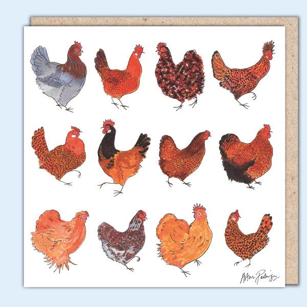 アーサー・パーキンソン作「Favourite Hens」グリーティングカード、PaperBird
