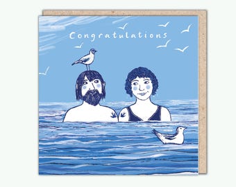 Swimmer's Greeting Card, 'Our Happy Place' by PaperBird