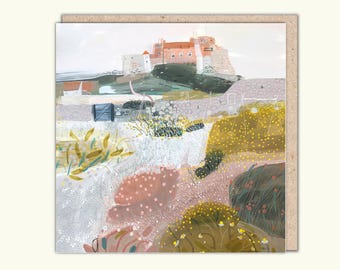 Artist's Greeting Card, 'Jekyll Garden, Lindisfarne' by Janine Burrows, PaperBird. Holy Island, Northumberland