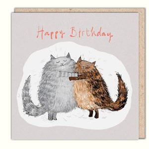 Fluffy Cats Birthday Greetings Card by Una Joy, Paperbird