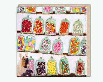 Tarjeta de felicitación PaperBird, 'Kid In A Sweetshop' de Vanessa Cooper