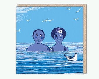Swimmer's Greeting Card, 'Such A Perfect Day' by PaperBird