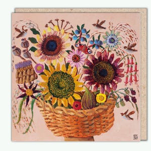 Cartão de felicitações PaperBird, 'Nature's Bounty' por Vanessa Cooper. NOVO design de flores e pássaros