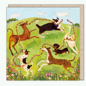 Happy Dogs Grußkarte, 'Sausage Party' von Vanessa Cooper, PaperBird. NEU!