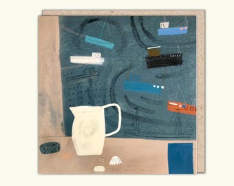 Artist's Greeting Card, 'Pocket Treasure and Boats' by Janine Burrows, PaperBird.