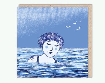 Swimmer's Greeting Card, 'Dipper' by PaperBird