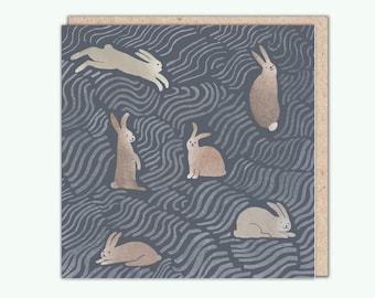 Artist's Greeting Card, 'Bunnies in Long Grass' by Tjitske Kamphuis, PaperBird. NEW!