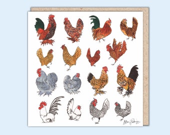 Bantam Chickens Illustration Greeting Card by Arthur Parkinson