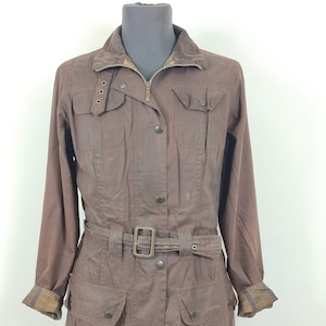 Barbour women&#39;s brown jacket UK10 Small Brown Lady Wax Utility Mac jacket Small size 40