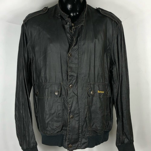 Barbour Men's Short Jacket Linen Black Large shops Duralinen Flyer Short Black jacket Large
