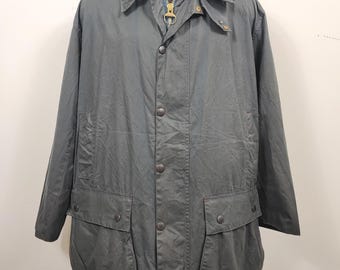 Barbour Border Blue Waxed Cotton C42/107 Cm Navy Border Coat Size 