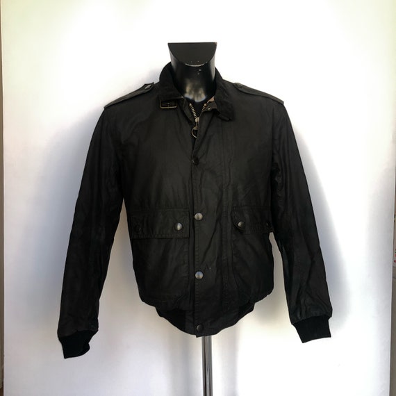 Barbour wax flyer black small man jacket - black b