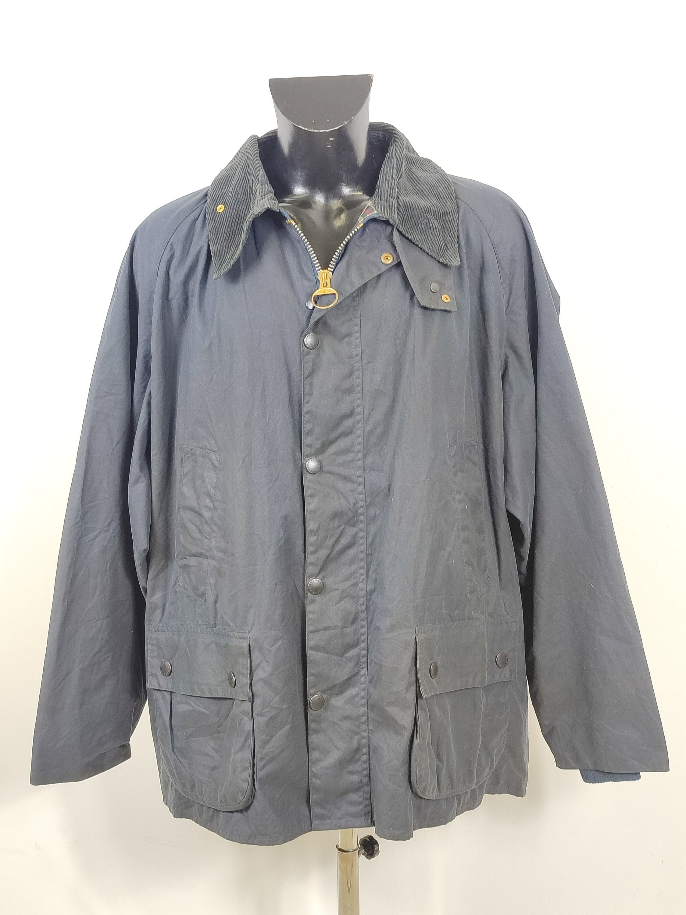 Barbour Bedale Jacket Blue Vintage C52 132 CM XXXL Man Navy Waxed Bedale Jacket XXXL