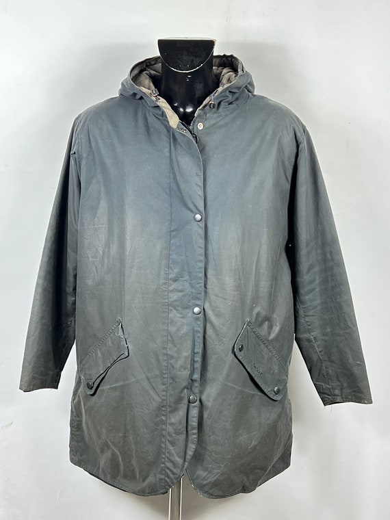 Barbour Blue waxed hooded jacket Size. 48/50 Lady… - image 1