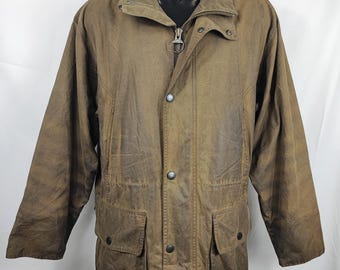 Barbour Men&#39;s Green Waxed Jacket Large Man Berwick Wax Olive Jacket Size L