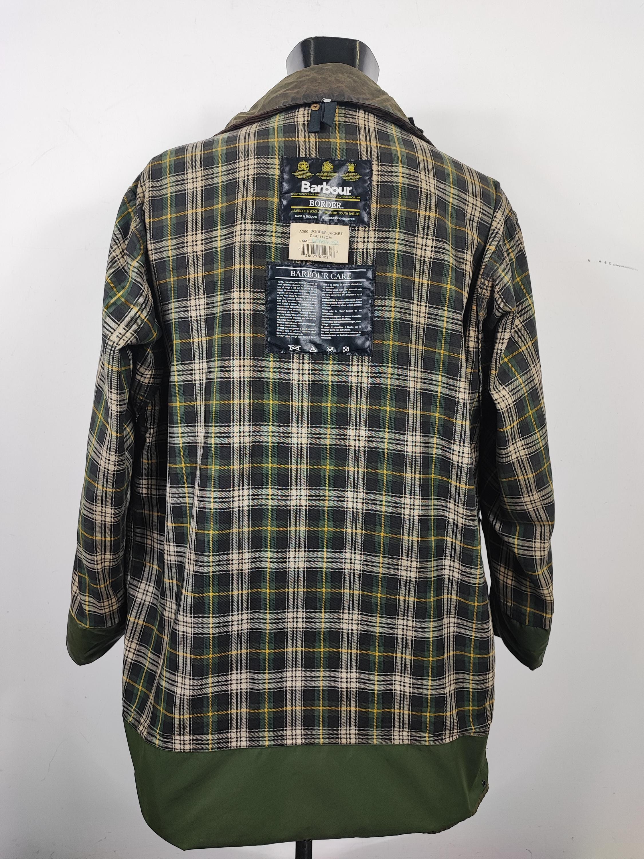 Barbour Border Green Vintage Waxed Cotton C44 112 Cm Man Green Border Coat Size L XL Etsy Denmark