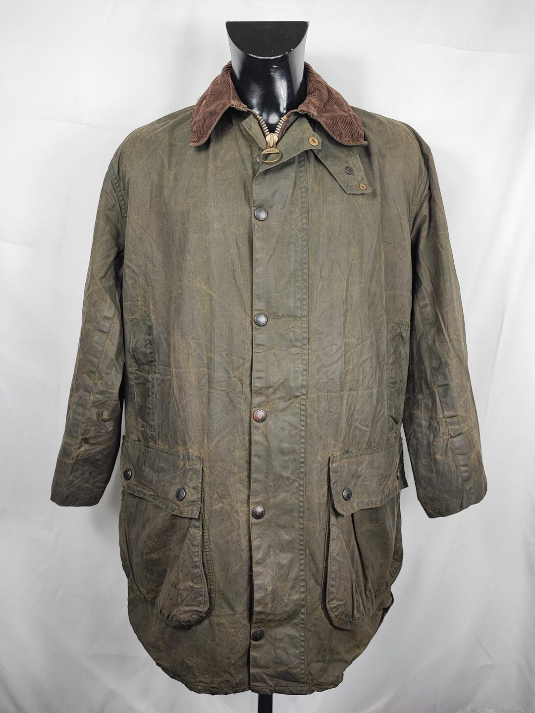 【渋品】 88年製 Barbour  BORDER C40 Barbour Border Green Vintage Waxed Jacket C40/102 Cm - Green