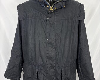 RARE Barbour vintage Durham blue hooded C44/112 cm Navy vintage Hooded waxed Durham Size Large/XLarge