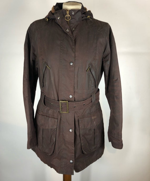 Rebel dark brown Barbour jacket with UK14 belt Siz