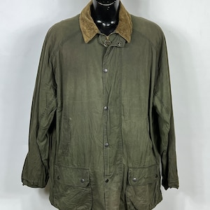 Barbour Green Waxed Jacket Men XXLarge Beaumont Green Man Jacket Size 2xL