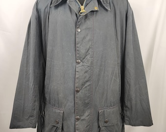 Barbour Blue Border Jacket Vintage Men Waxed C50/127 cm - Man navy wax Border coat size XXL