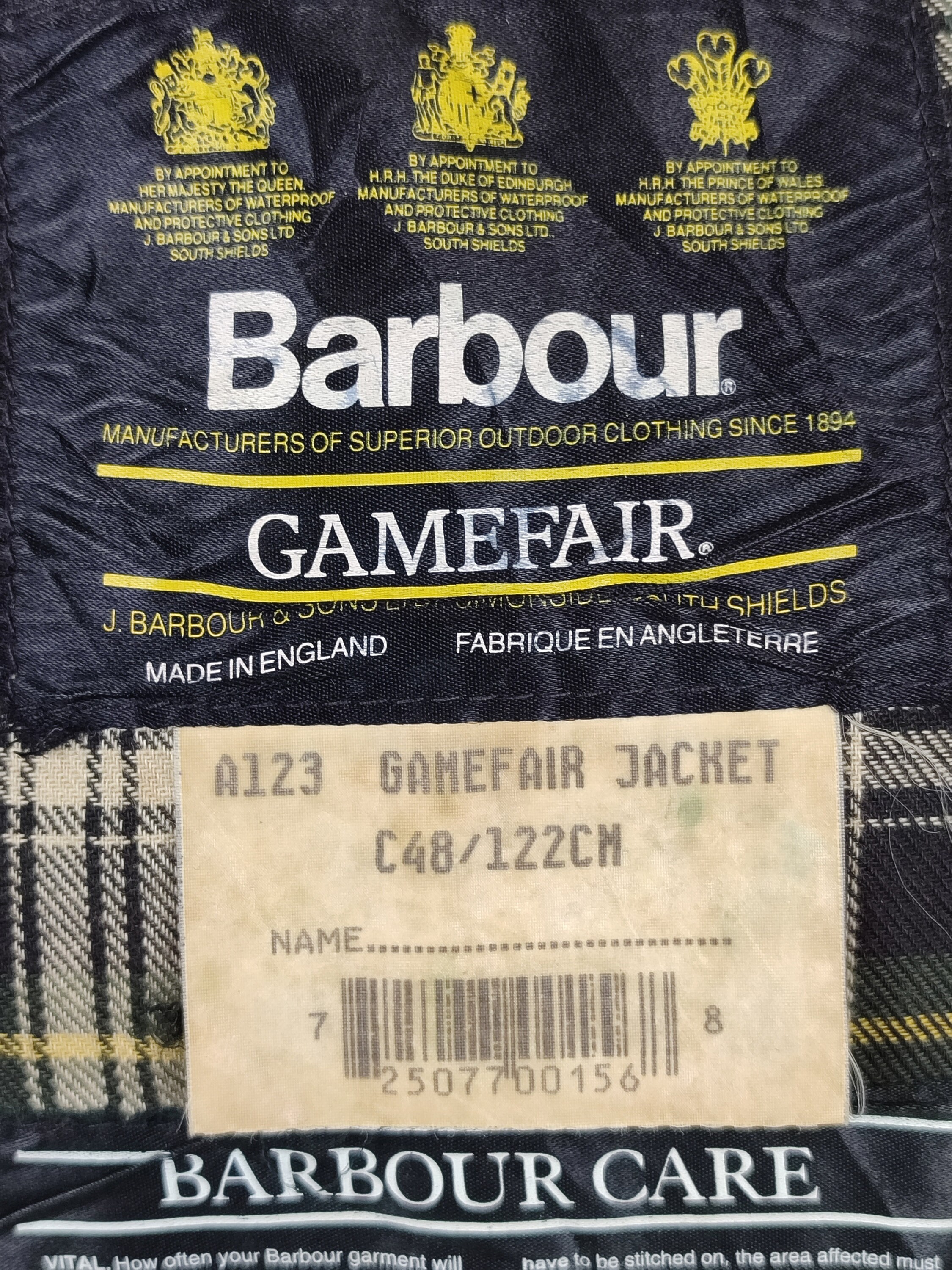 Barbour Gamefair Green C48/122 Cm Green Wax Vintage Gamefair