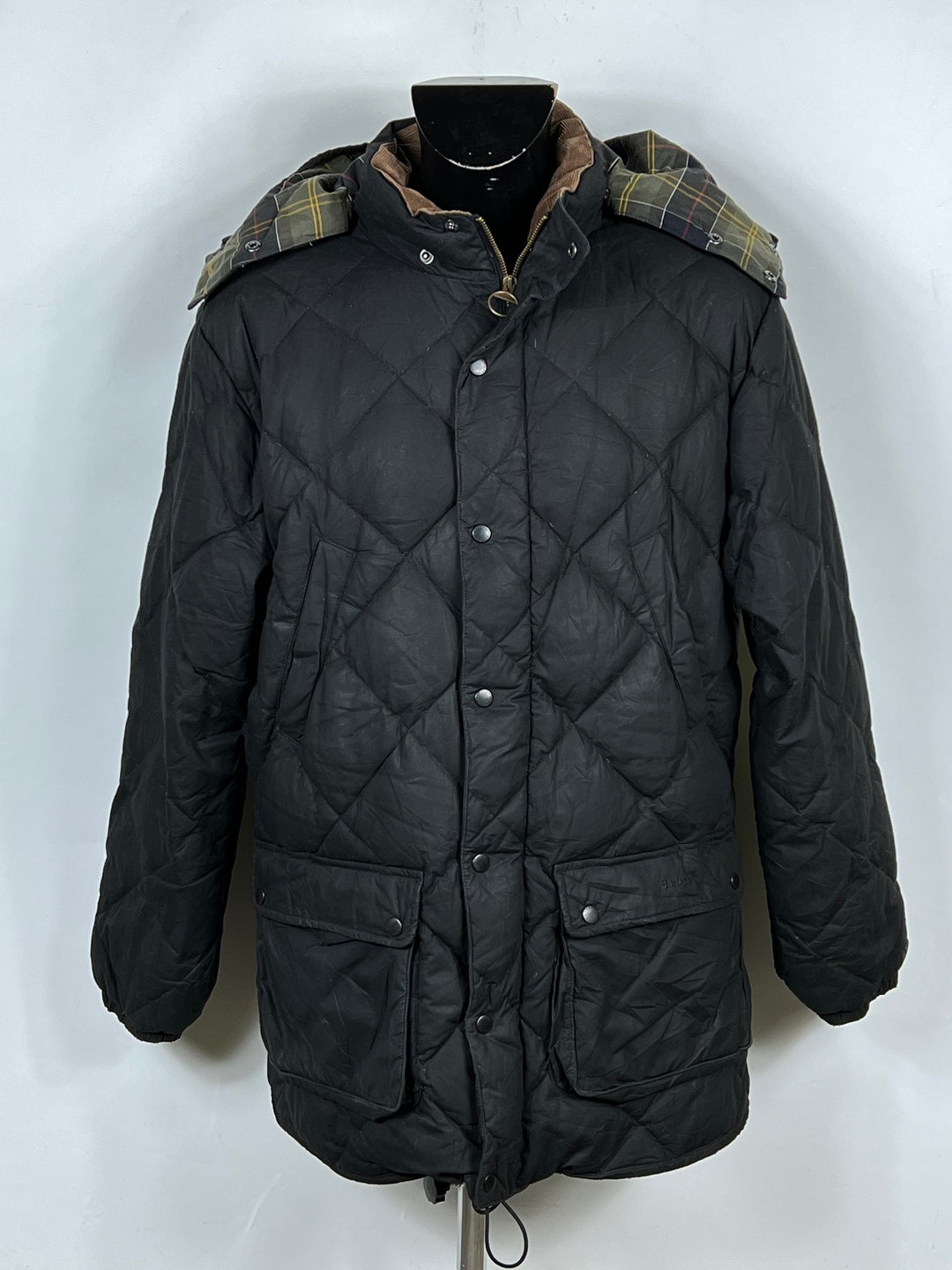 Barbour Waxed Down Jacket Black Men Large Man Black Down Wax Jacket Size Large Etsy