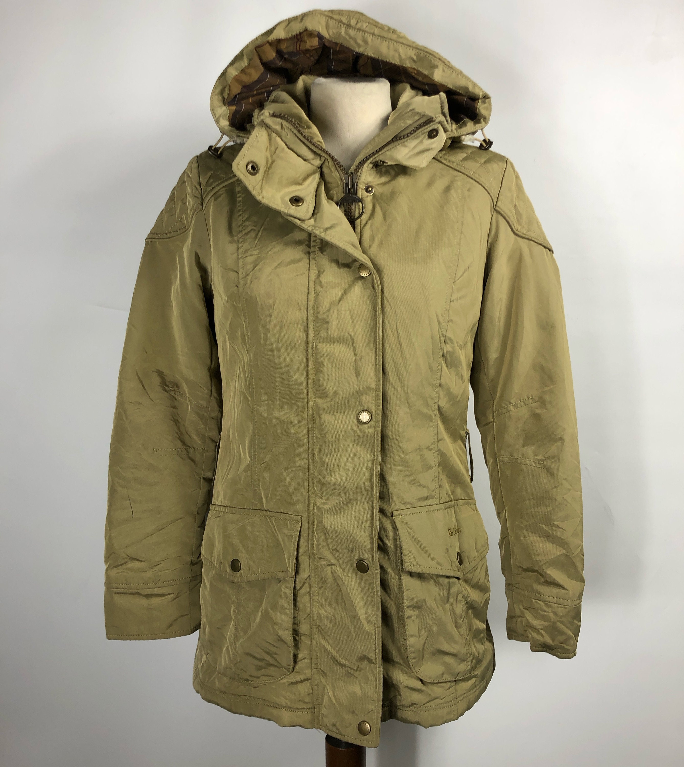 Barbour women's jacket Beige with warm hood UK 8 Small | Etsy