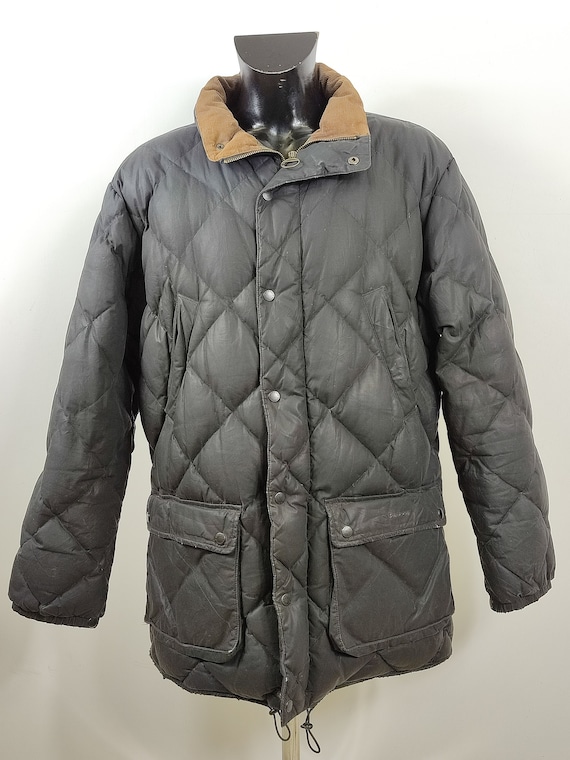 Barbour Waxed Down Jacket Black Man Xlarge Man Black Down Wax Jacket Size Xlarge Etsy Canada