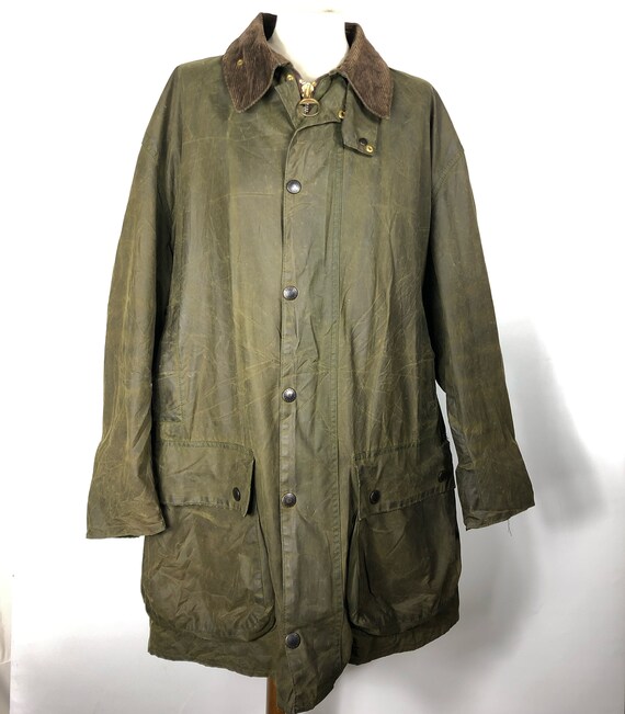 Barbour Men's Jacket Border Waxed Green Vintage XL