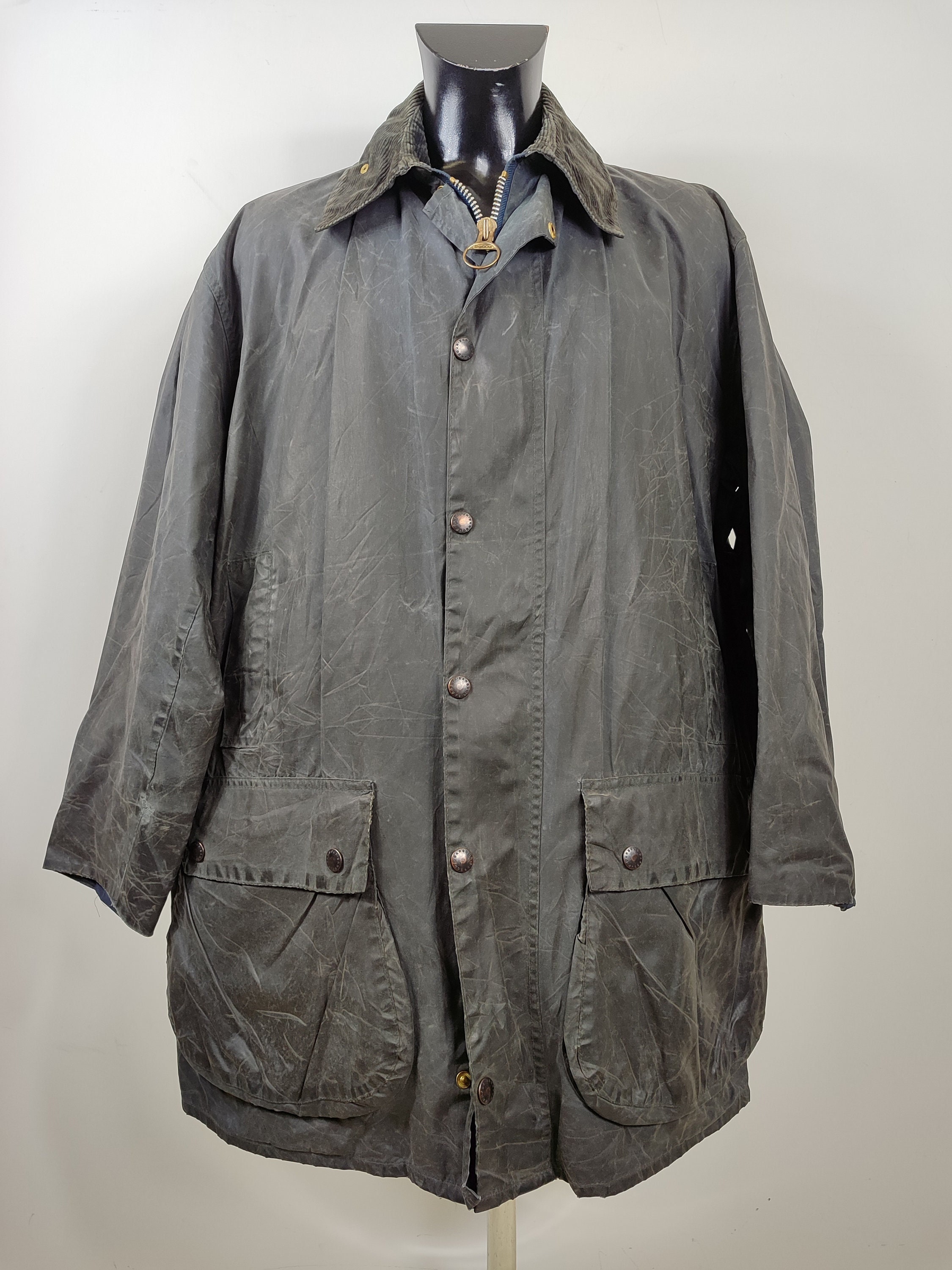 Barbour Border Blue Men's Waxed Cotton C46/117cm Man Navy Barbour Border Blue Men's Waxed Cotton C46/117cm Man Navy