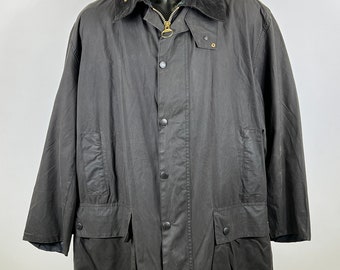 Barbour Border Jacket Black Vintage Men's Wax C50/127 cm - Black wax coat size XXL