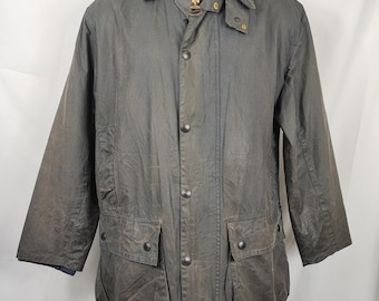 Barbour Unisex Border Jacket Blue C38/97 cm Medium size 48 - Navy Wax Border vintage Jacket C38