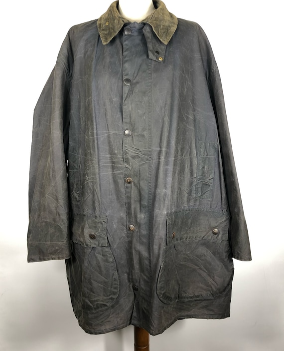 Barbour Vintage Men's Jacket Border Blue Waxed XL