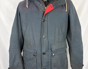 RARE Game Parka Barbour blue with hood Medium- Man Wax Navy Game Parka Size Medium