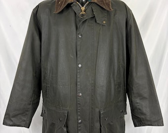 RARE Barbour Vintage Northumbria C44/112 cm-Green Waxed Northumbria Jacket Size Xlarge