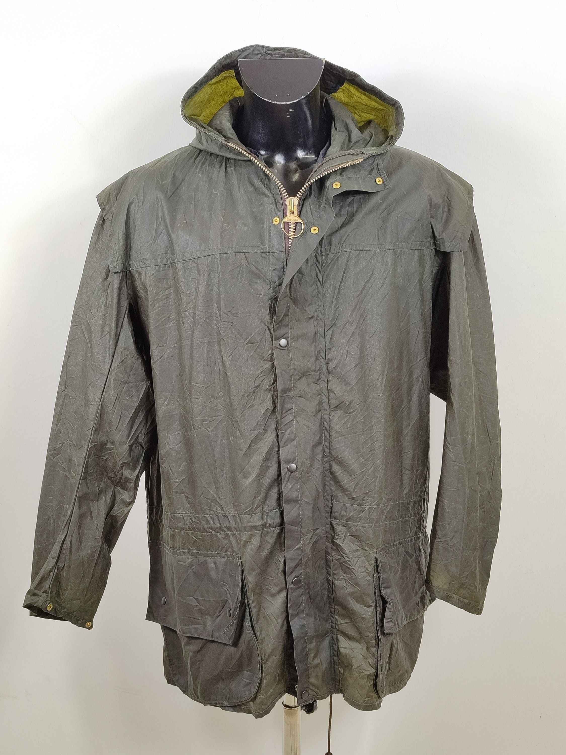 RARE Barbour Durham Green Unlined Hooded C42/107 Cm Green Hooded