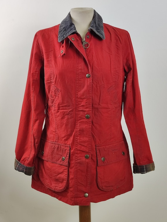 Barbour women's jacket red Vintage Beadnell Uk 12 