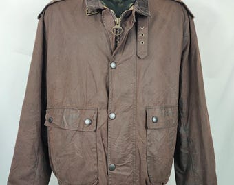 Barbour Men&#39;s Wax Flyer Jacket XXLarge Brown Man Brown Wax Flyer Jacket Size XXL