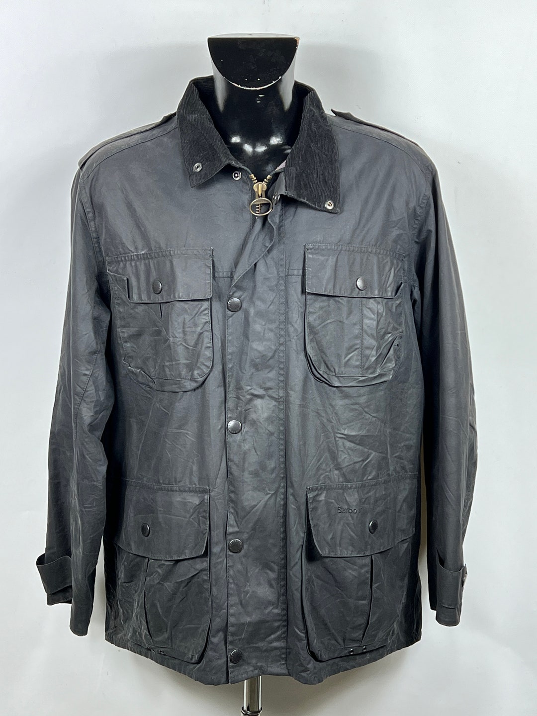 Barbour Waxed Jacket Men Black Trooper Large Man Wax Black Etsy