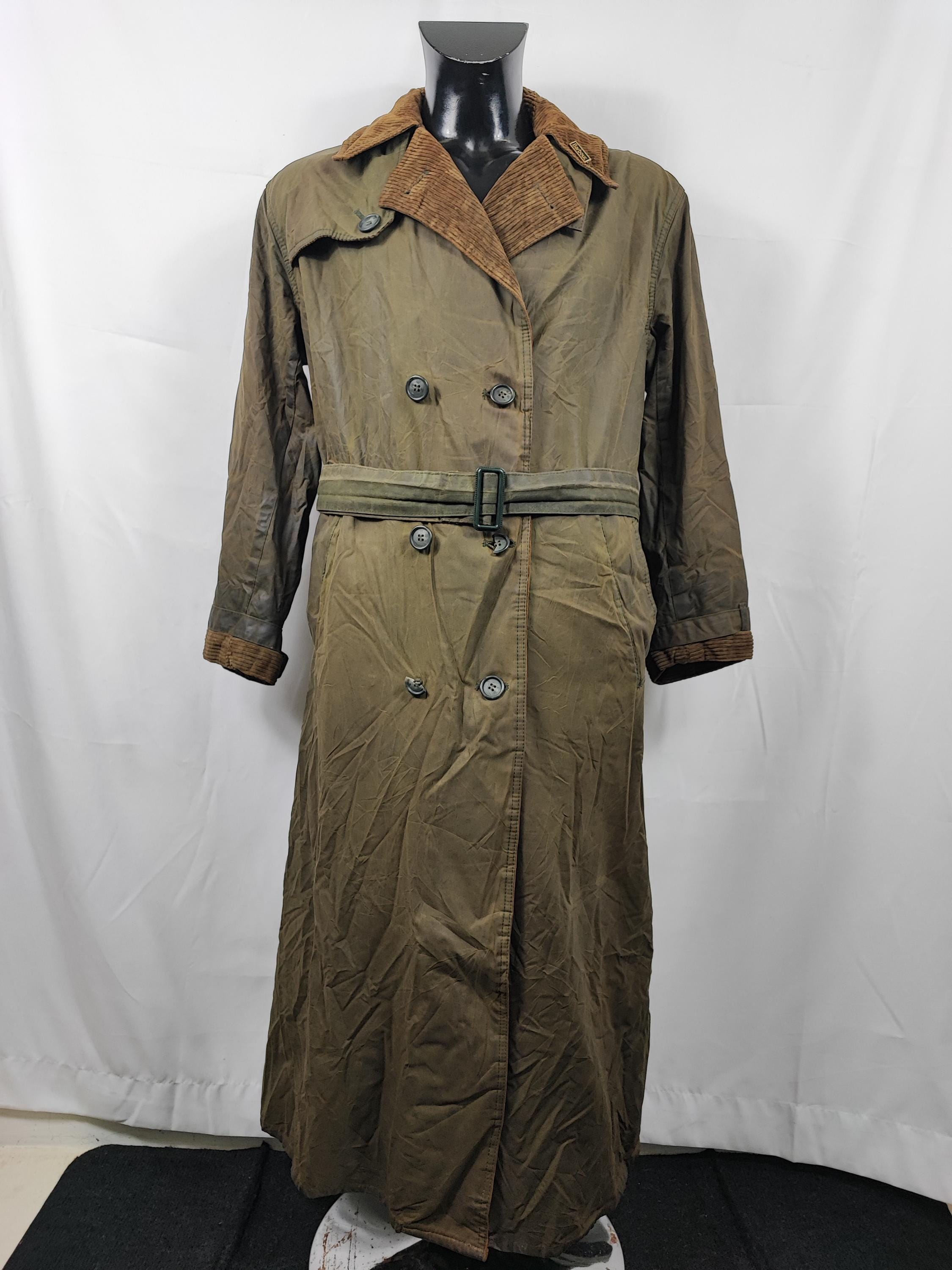 RARE Barbour Vintage Trench Coat Waxed Green C38/97 Cm Waxed RARE Barbour Vintage Trench Coat Waxed Green C38/97 Cm Waxed