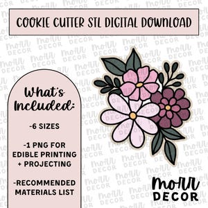 Wedding Florals 1 Cookie Cutter Digital Download | Wedding STL File Download | Bridal Shower Cutter File Download