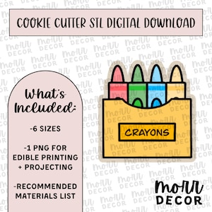 Crayon Box Cookie Cutter Digital Download | STL File Download | Back to School Cookie Cutter File Download