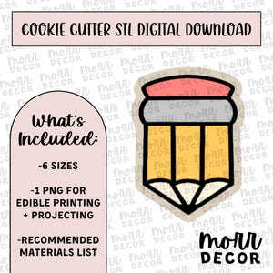 Pencil Cookie Cutter Digital Download | STL File Download | Back to School Cookie Cutter File Download