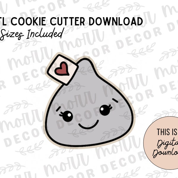 Hershey Kiss Cookie Cutter Digital Download | Valentine's Day STL File Download | Holiday Cookie Cutter File Download