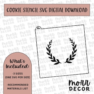Wreath Wedding Cookie Stencil DIGITAL DOWNLOAD | Floral Cookie Stencil Digital Download | Wreath 3
