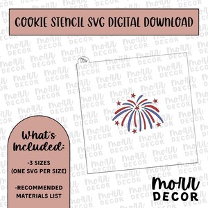 Firework 2-Part Cookie Stencil DIGITAL DOWNLOAD | 4th of July Cookie Stencil Digital Download