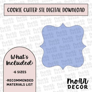 Vierkante plaquette koekjesvormer digitale download | Klassieke STL-bestand downloaden | Bestand downloaden decoratief uitsteekvorm